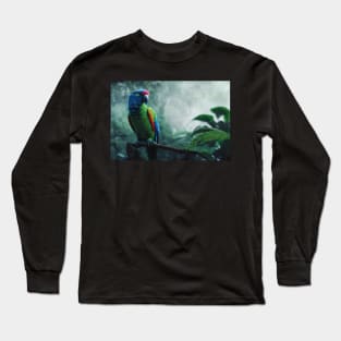 Parrot in a Rainy Jungle Long Sleeve T-Shirt